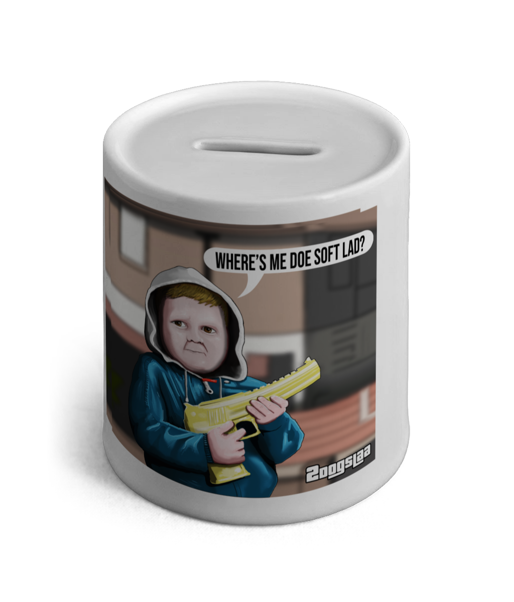 Ceramic Money Box WHERES ME DOE SOFT LAD