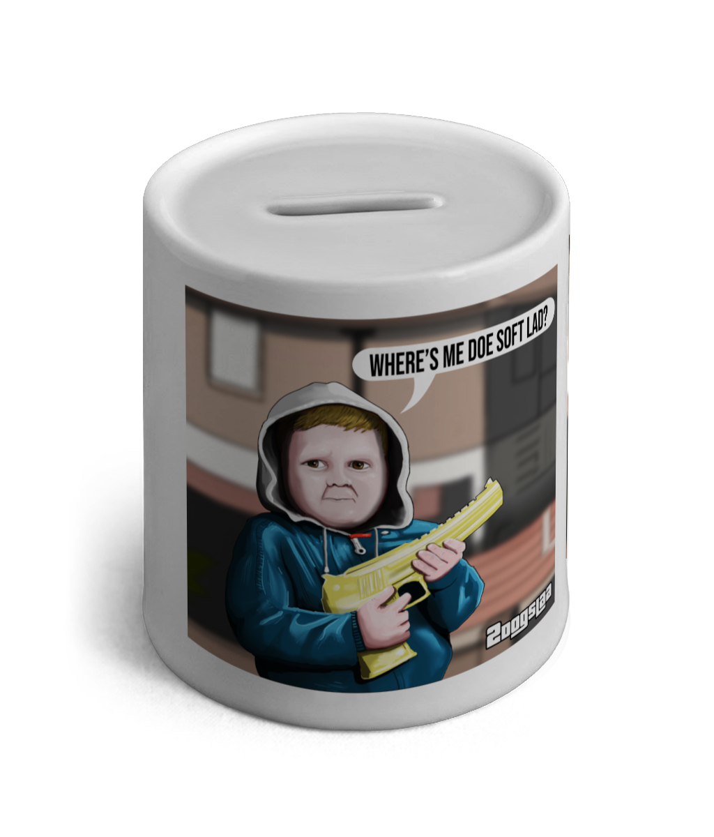 Ceramic Money Box WHERES ME DOE SOFT LAD